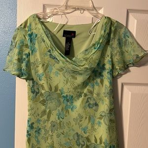 Scarlett Springtime Green Flower Print Fully Lined Dress
